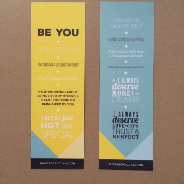 Baggage Reclaim personal commandments and affirmations bookmark